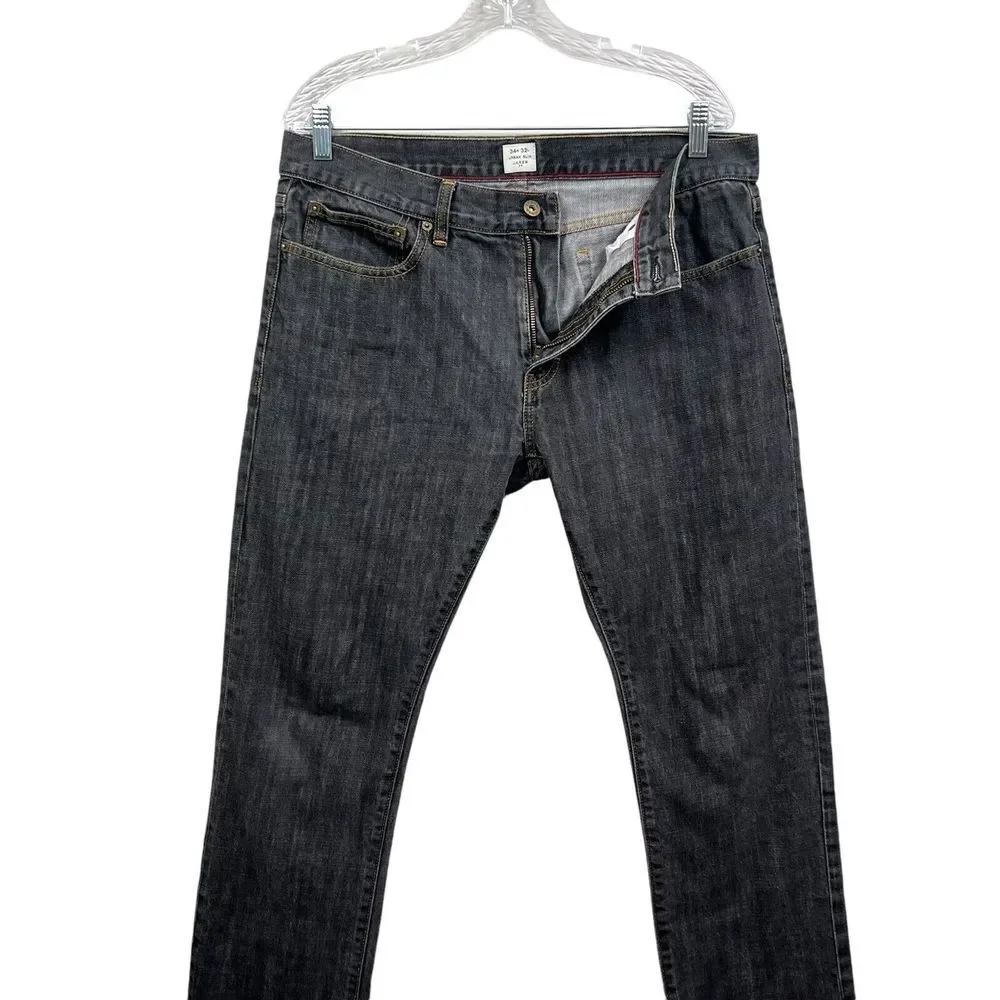 J. Crew Mens Jeans Urban Slim Straight 5 Pocket Zip Fly Black Wash Size W34*